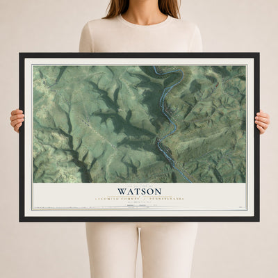 Map of Watson, Lycoming County, Pennsylvania, 24 x 36 inch print in a black wood frame
