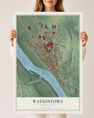 Map of Watsontown, Pennsylvania, 24 x 36 inch unframed archival matte print
