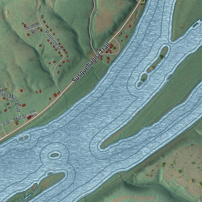 Second close-up of the map of Watts, Pennsylvania print showing more streets and buildings