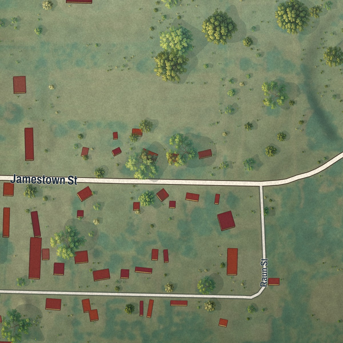 Second close-up of the map of Wattsburg, Pennsylvania print showing more streets and buildings