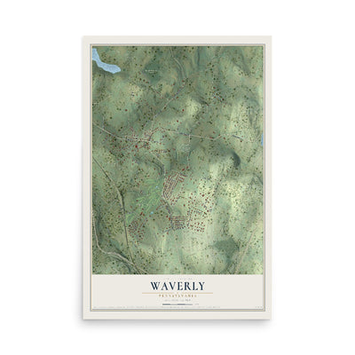 Map of Waverly, Pennsylvania, 12 x 18 inch unframed archival matte print