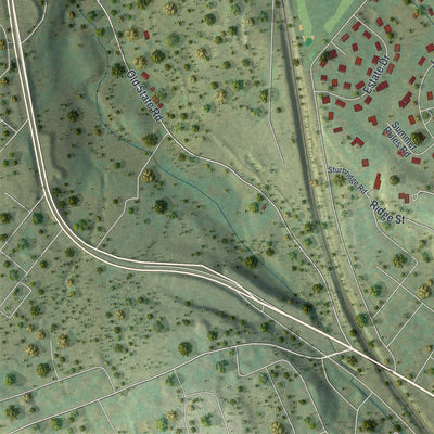 Second close-up of the map of Waverly, Pennsylvania print showing more streets and buildings