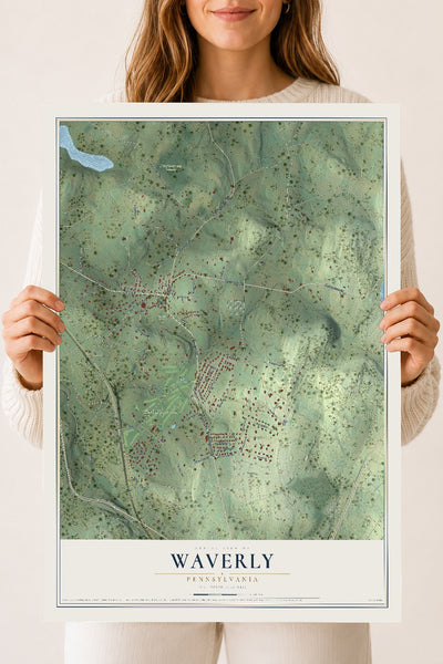 Map of Waverly, Pennsylvania, 18 x 24 inch unframed archival matte print