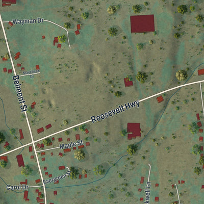 Second close-up of the map of Waymart, Pennsylvania print showing more streets and buildings