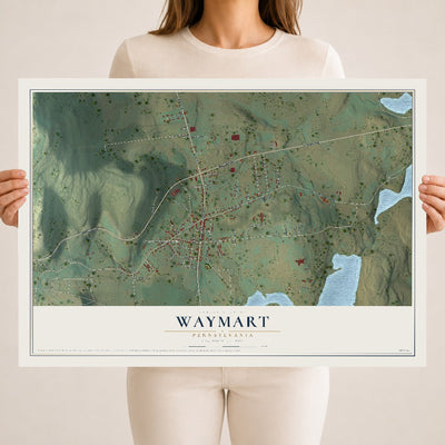Map of Waymart, Pennsylvania, 18 x 24 inch unframed archival matte print