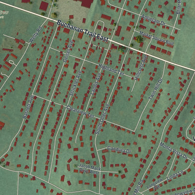 Close-up of the map of Wayne Heights, Pennsylvania print showing street and building detail
