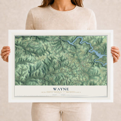 Map of Wayne, Armstrong County, Pennsylvania, 12 x 18 inch print in a white wood frame