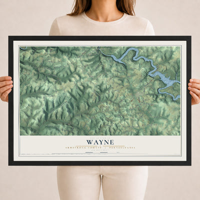 Map of Wayne, Armstrong County, Pennsylvania, 18 x 24 inch print in a black wood frame