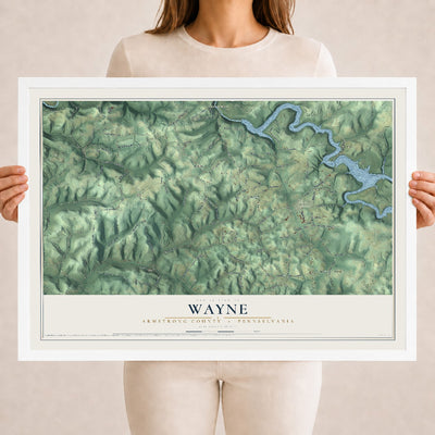 Map of Wayne, Armstrong County, Pennsylvania, 18 x 24 inch print in a white wood frame