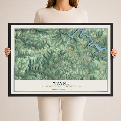 Map of Wayne, Armstrong County, Pennsylvania, 24 x 36 inch print in a black wood frame