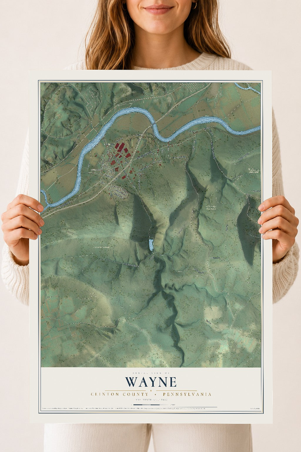 Map of Wayne, Clinton County, Pennsylvania, 18 x 24 inch unframed archival matte print