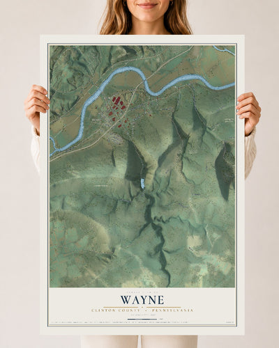 Map of Wayne, Clinton County, Pennsylvania, 24 x 36 inch unframed archival matte print