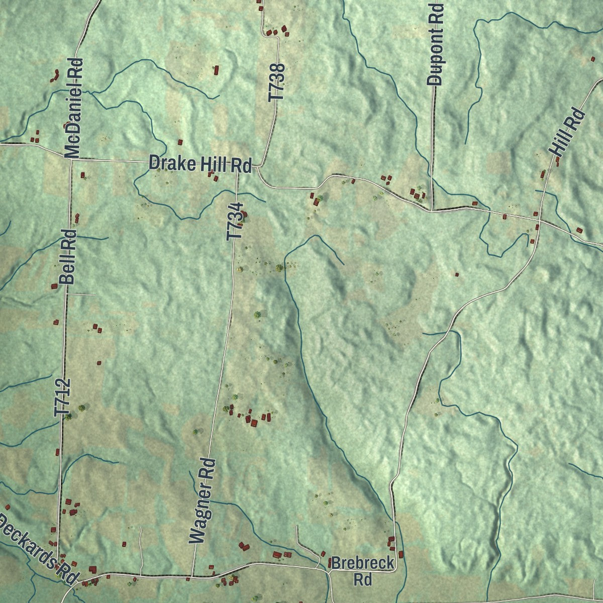 Close-up of the map of Wayne, Crawford County, Pennsylvania print showing street and building detail