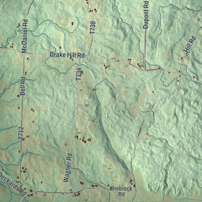 Close-up of the map of Wayne, Crawford County, Pennsylvania print showing street and building detail