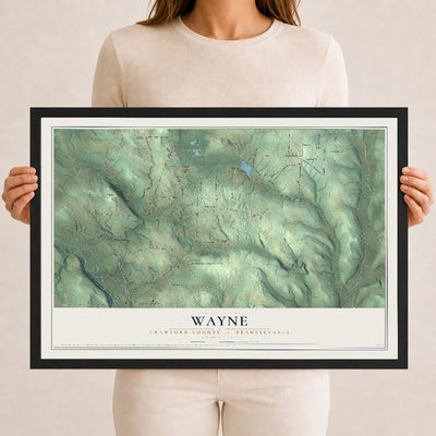 Map of Wayne, Crawford County, Pennsylvania, 12 x 18 inch print in a black wood frame