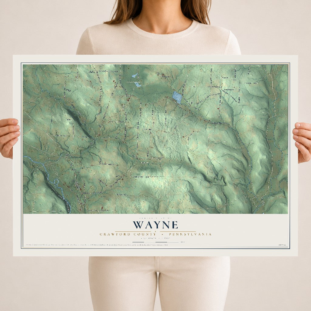Map of Wayne, Crawford County, Pennsylvania, 18 x 24 inch unframed archival matte print