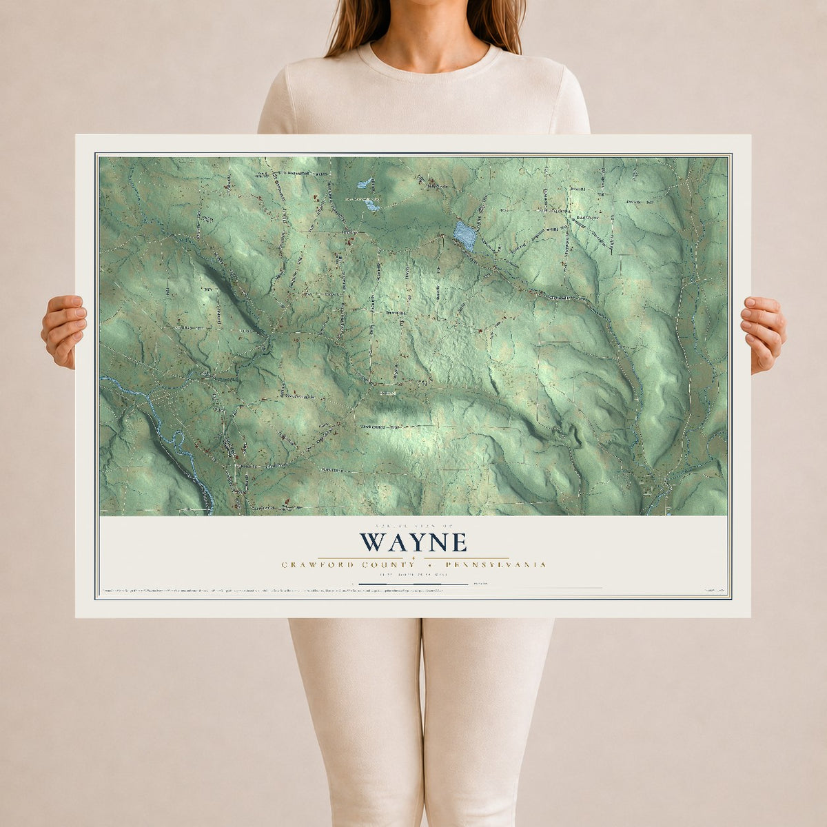 Map of Wayne, Crawford County, Pennsylvania, 24 x 36 inch unframed archival matte print