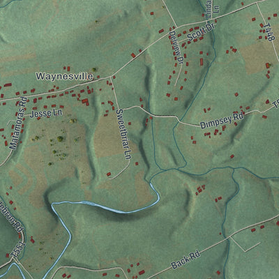 Close-up of the map of Wayne, Dauphin County, Pennsylvania print showing street and building detail