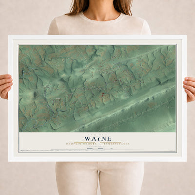 Map of Wayne, Dauphin County, Pennsylvania, 18 x 24 inch print in a white wood frame