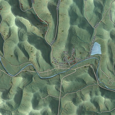 Second close-up of the map of Wayne, Greene County, Pennsylvania print showing more streets and buildings