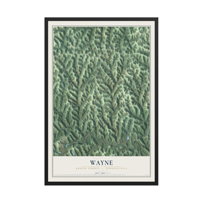 Map of Wayne, Greene County, Pennsylvania, 12 x 18 inch print in a black wood frame