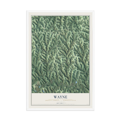 Map of Wayne, Greene County, Pennsylvania, 12 x 18 inch print in a white wood frame