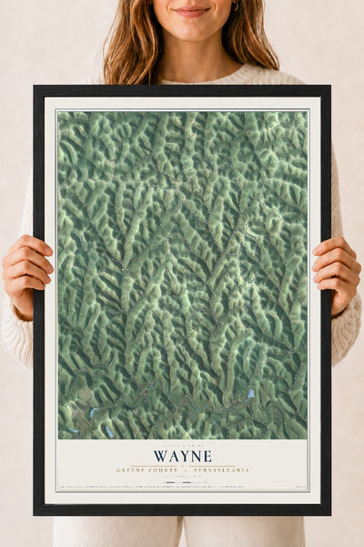 Map of Wayne, Greene County, Pennsylvania, 18 x 24 inch print in a black wood frame