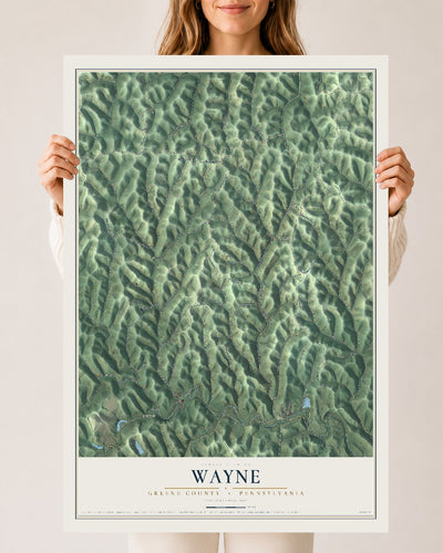 Map of Wayne, Greene County, Pennsylvania, 24 x 36 inch unframed archival matte print