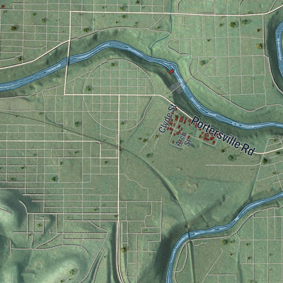 Second close-up of the map of Wayne, Lawrence County, Pennsylvania print showing more streets and buildings