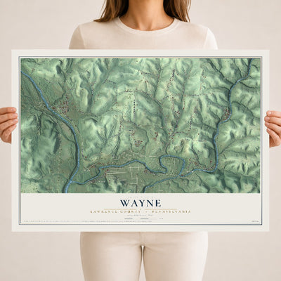 Map of Wayne, Lawrence County, Pennsylvania, 18 x 24 inch unframed archival matte print