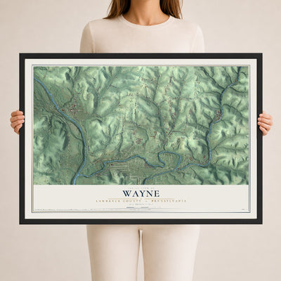 Map of Wayne, Lawrence County, Pennsylvania, 24 x 36 inch print in a black wood frame