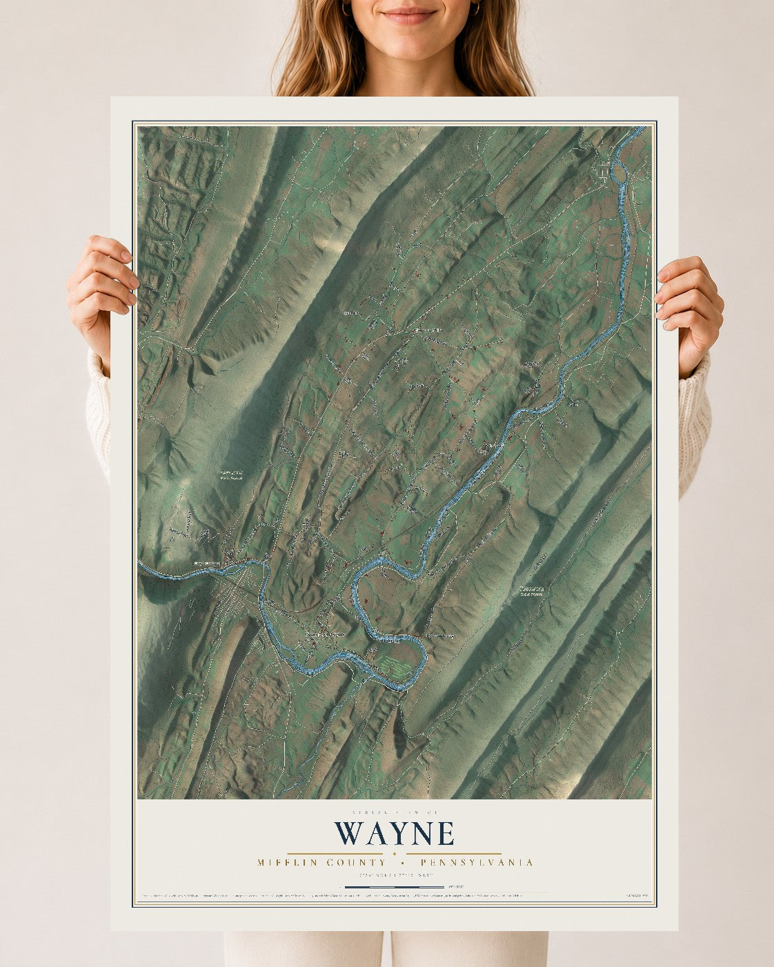 Map of Wayne, Mifflin County, Pennsylvania, 24 x 36 inch unframed archival matte print