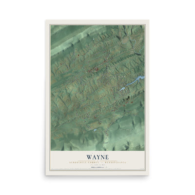Map of Wayne, Schuylkill County, Pennsylvania, 12 x 18 inch unframed archival matte print