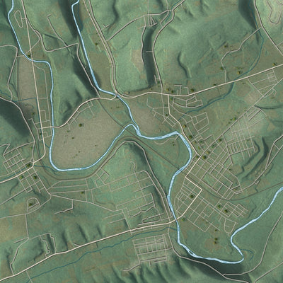 Second close-up of the map of Wayne, Schuylkill County, Pennsylvania print showing more streets and buildings