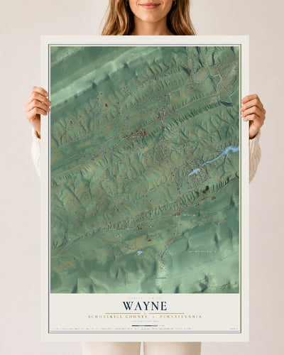 Map of Wayne, Schuylkill County, Pennsylvania, 24 x 36 inch unframed archival matte print