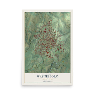 Map of Waynesboro, Pennsylvania, 12 x 18 inch unframed archival matte print
