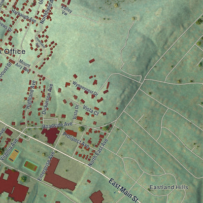 Second close-up of the map of Waynesboro, Pennsylvania print showing more streets and buildings