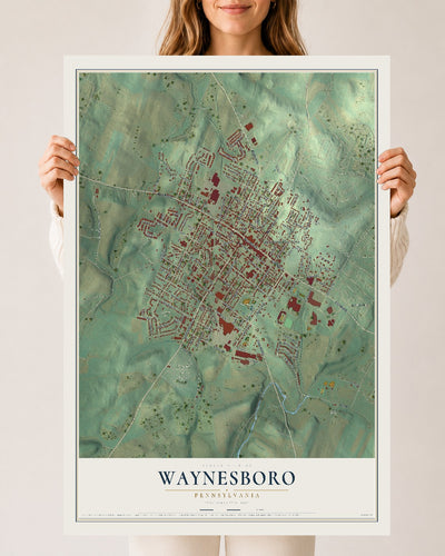 Map of Waynesboro, Pennsylvania, 24 x 36 inch unframed archival matte print