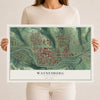 Map of Waynesburg, Pennsylvania, 12 x 18 inch unframed archival matte print