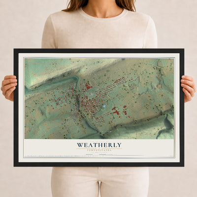 Map of Weatherly, Pennsylvania, 12 x 18 inch print in a black wood frame