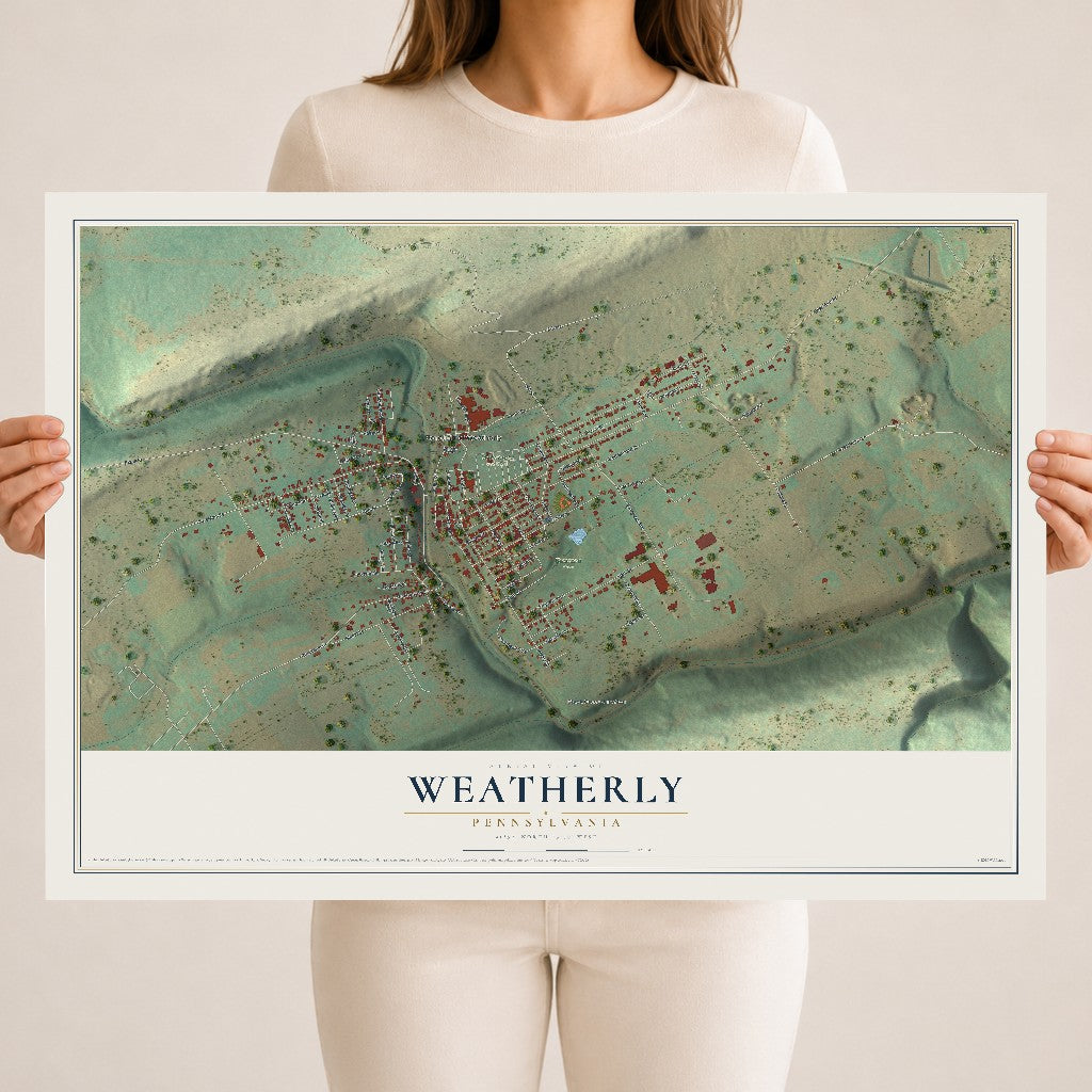 Map of Weatherly, Pennsylvania, 18 x 24 inch unframed archival matte print