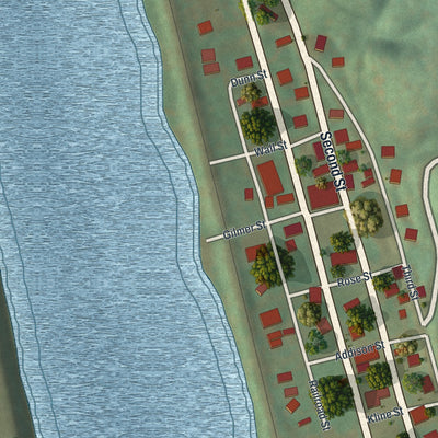 Close-up of the map of Webster, Pennsylvania print showing street and building detail