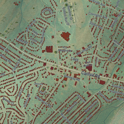 Close-up of the map of Weigelstown, Pennsylvania print showing street and building detail
