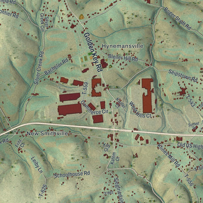 Close-up of the map of Weisenberg, Pennsylvania print showing street and building detail