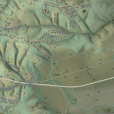Second close-up of the map of Weisenberg, Pennsylvania print showing more streets and buildings