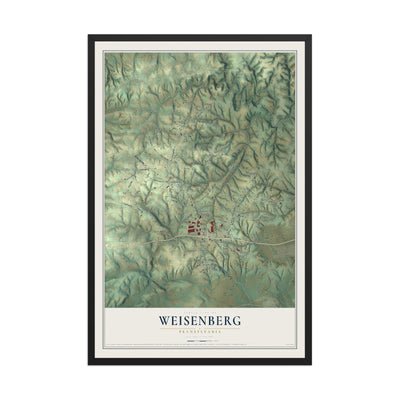 Map of Weisenberg, Pennsylvania, 12 x 18 inch print in a black wood frame