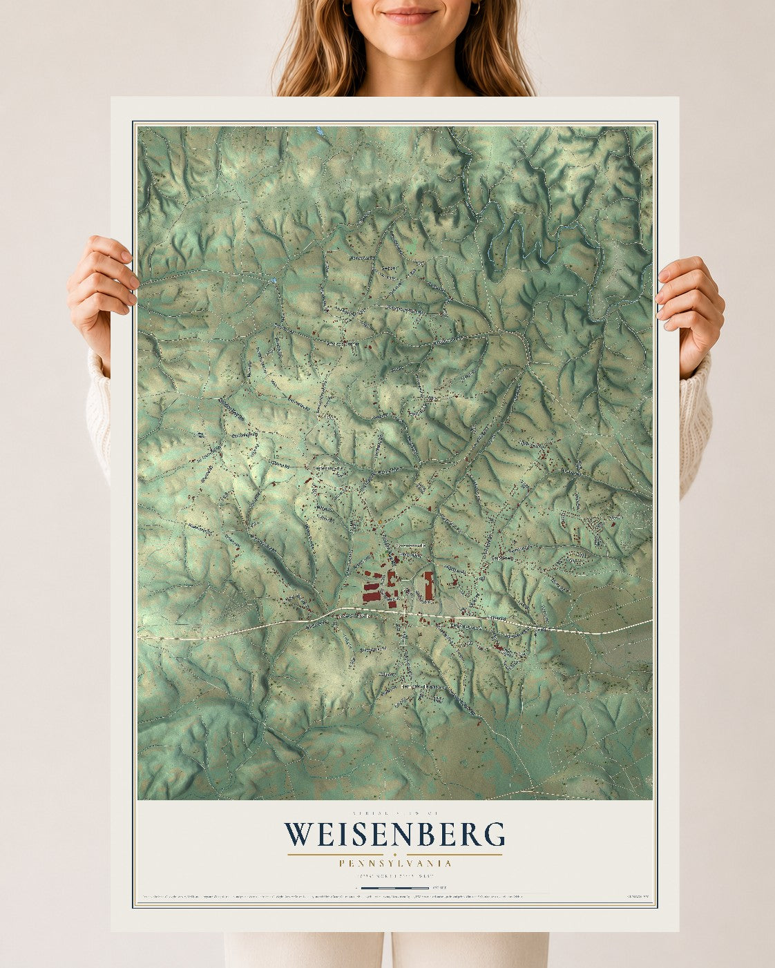 Map of Weisenberg, Pennsylvania, 24 x 36 inch unframed archival matte print