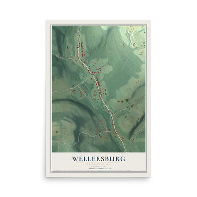 Map of Wellersburg, Pennsylvania, 12 x 18 inch unframed archival matte print