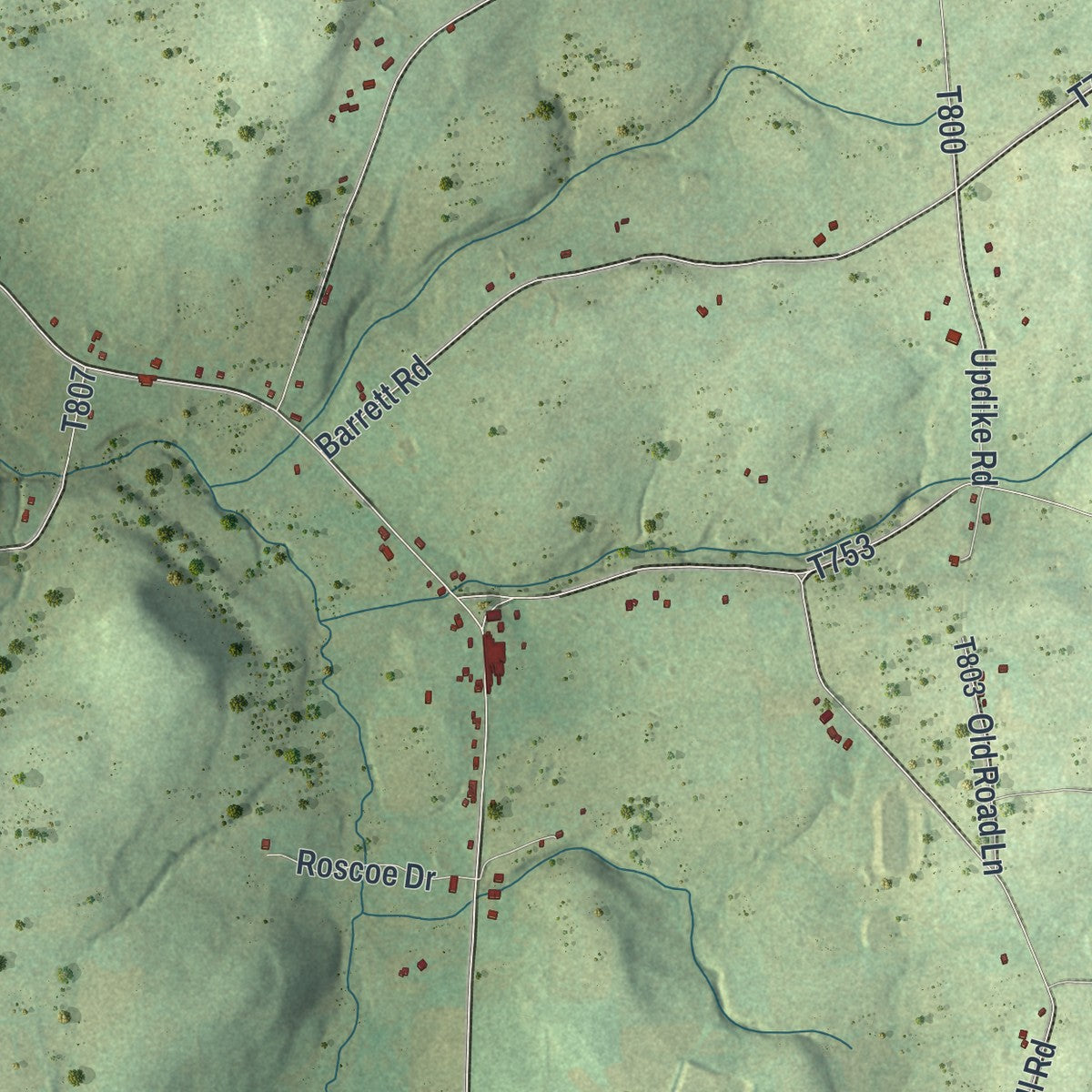 Second close-up of the map of Wells, Bradford County, Pennsylvania print showing more streets and buildings
