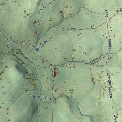 Second close-up of the map of Wells, Bradford County, Pennsylvania print showing more streets and buildings